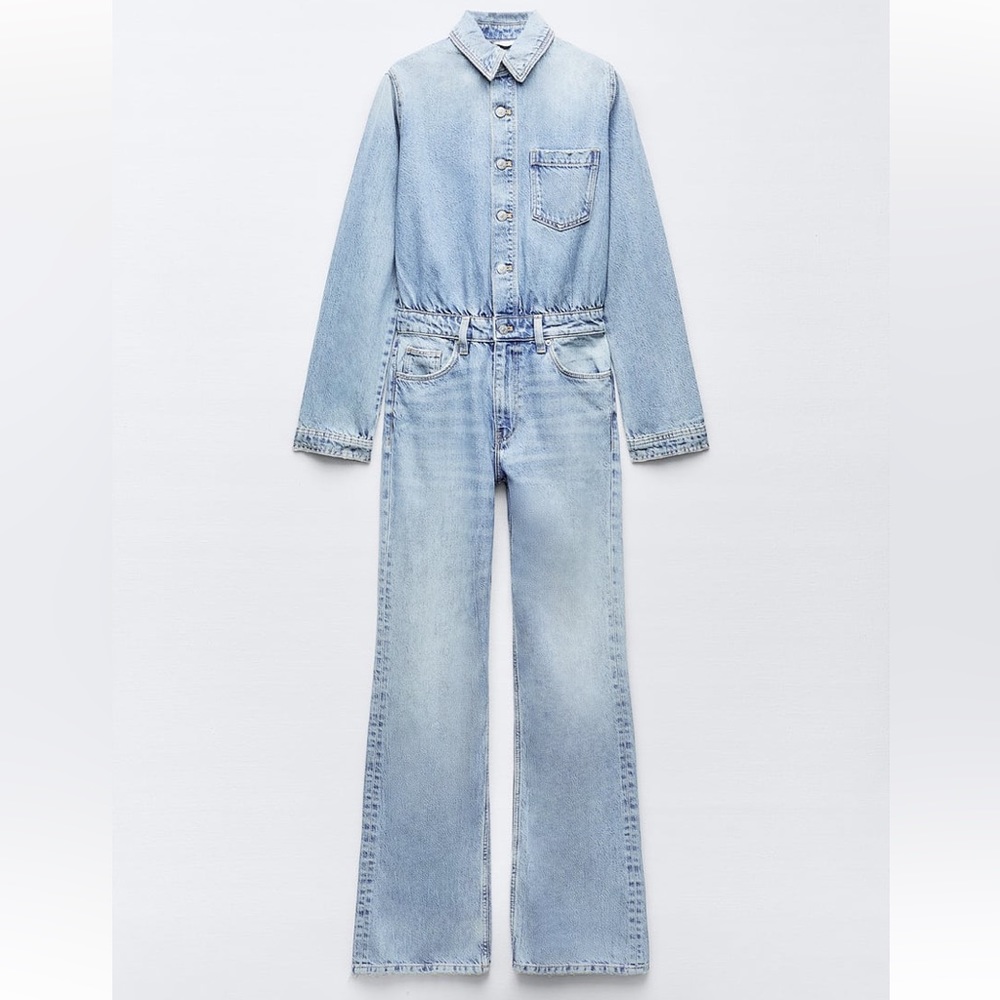 Zara Light Blue Denim Jumpsuit